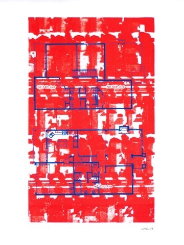 Above the Tracts II, 2008, screenprint, 22" x 15"