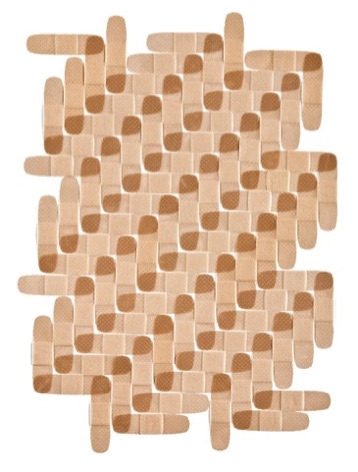 Bandages: Pattern 3: Band Aid, 2008, sheer adhesive bandages on paper, 15" x 11.5"