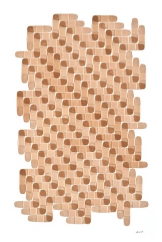 Bandages: Pattern 3: Band Aid, 2009, sheer adhesive bandages on paper, 22.5" x 15"