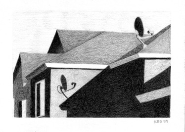 The Burbs V, 2009, 
graphite, 5" x 7"