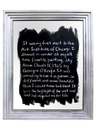 Sarrah Age 14, 2015, 
chalk on mirror, 34" x 28"